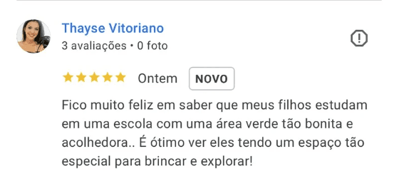 Depoimento de pais no Google — avaliação 4 de 6